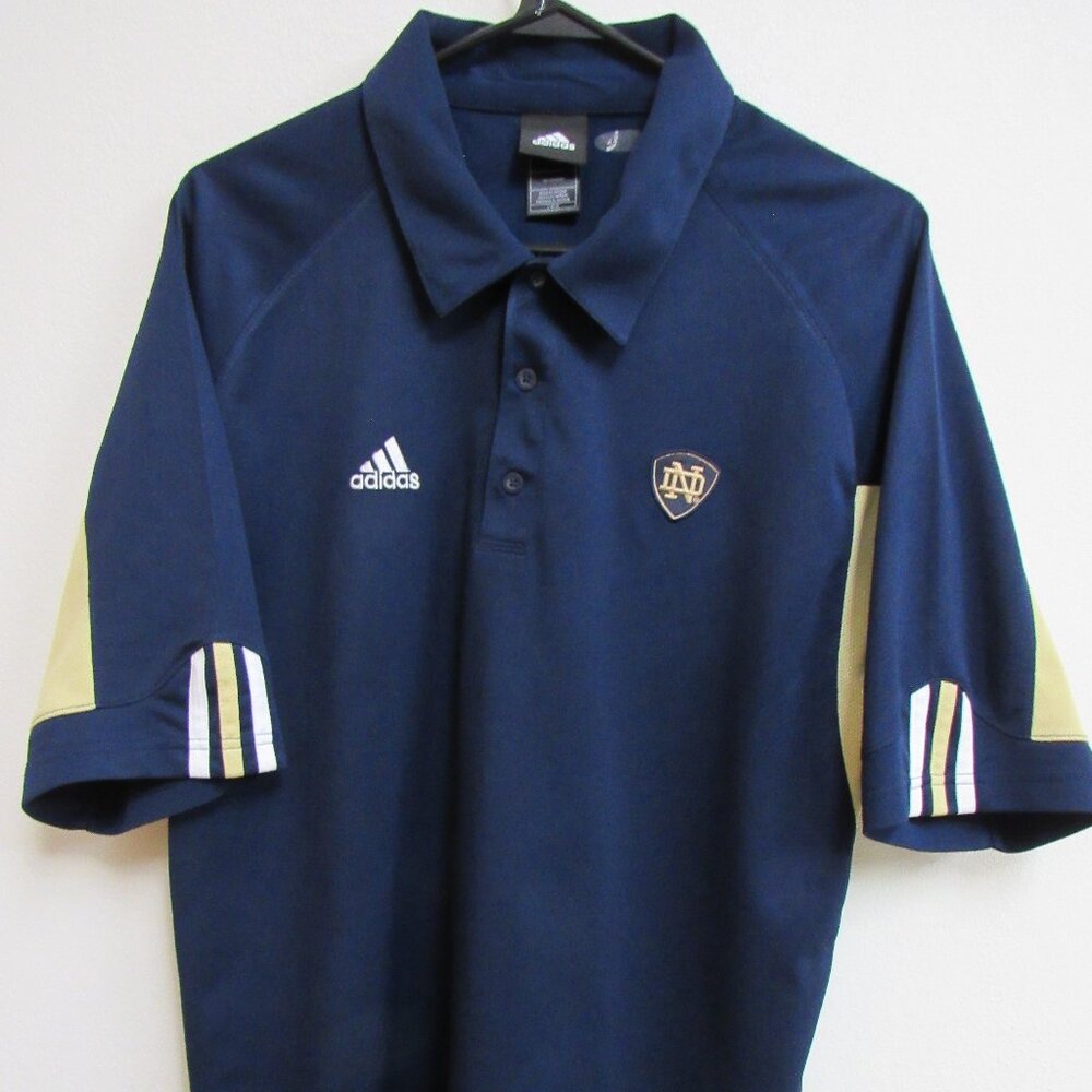 Adidas Notre Dame Fighting Irish Men's‎ Navy Blue Gold Polo Shirt NCAA Size L